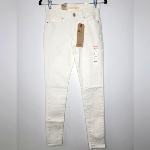 Levi's 711 Mid Rise Skinny Women White Jeans Size 0 25 Waist 25 Length 30 New - Picture 1 of 4